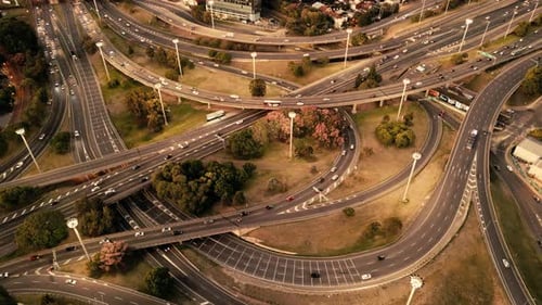 Highway from above Daylight Drone view