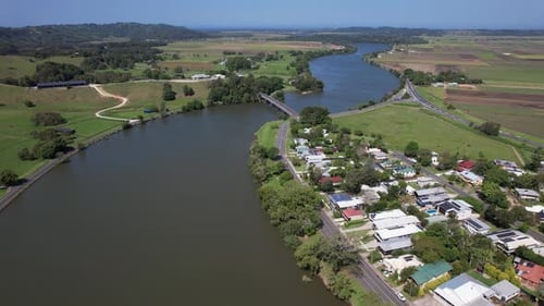 Tweed River And Terranora Road Bridge In New South Wales, Australia - Aerial Shot