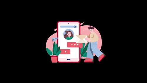Animated People Messaging and Social Communication in Flat Design