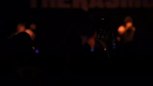 Crowd at Concert with Phone Recording Performance