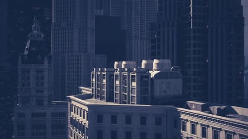 Vista desde la azotea del horizonte moderno de la ciudad con arquitectura vintage durante el día