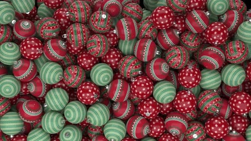 Falling Red and Green Christmas Ornaments Screen Fill Transition
