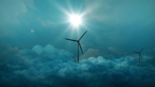 Sky Clouds Wind Farm Wind Turbines Generating Electricity Wind Energy