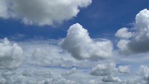 Blue sky with fluffy cloud time lapse on a sunny day 4k footage.