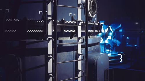 Exploration of Futuristic Technology in a Dark Environment at Night
