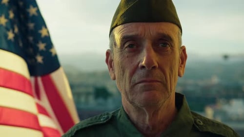 Senior Man with American Flag