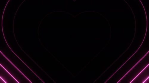 Radiating Pink Neon Heart Waves Vj Loop Animation