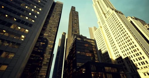 High Rise Buildings Create a Striking City Skyline Under Clear Skies