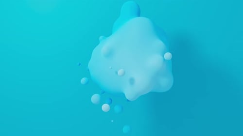 Fluid Abstract Blue Spheres Floating and Blending Metaballs Looping Motion 3d Render
