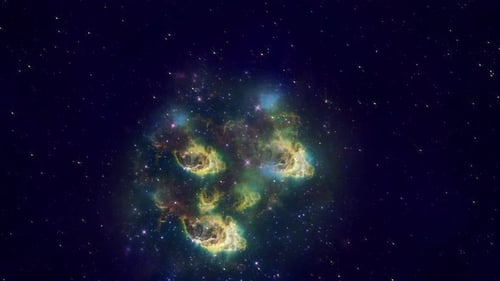 Animated Cosmic Nebula Moving Through a Starfield Background
