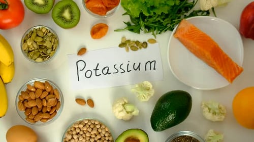 Different Foods Containing Potassium Selective Focus