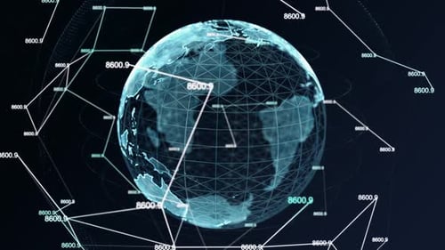 Abstract Dots and Triangles HUD Globe Earth Connected Plexus With Alpha