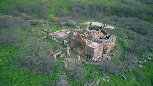 Aerial video of the medieval church