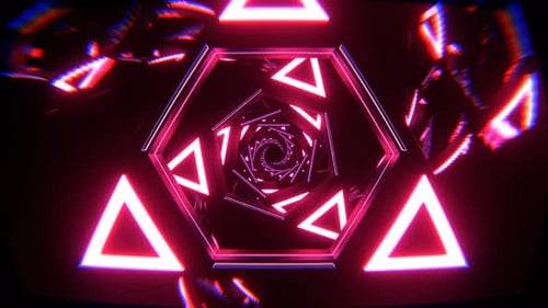 Purple And Pink Flashing Triangle Mirror Tunnel Background Vj Loop In 4K