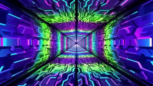 Futuristischer Neon-Cyber-Circuit-Tunnel VJ Loop