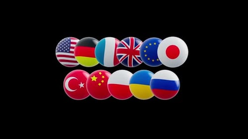 3D International Flag Spheres Animation