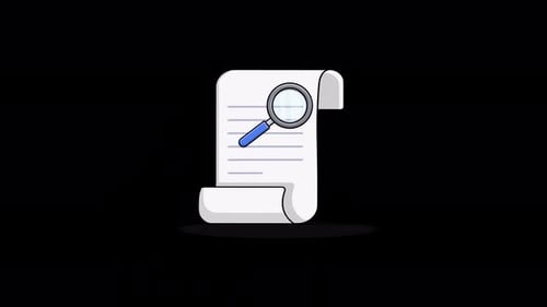 Papel animado con aumento. Vídeo conceptual de investigación científica: transparente