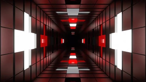 Red And White Neon Plus Tunnel Background Vj Loop In 4K