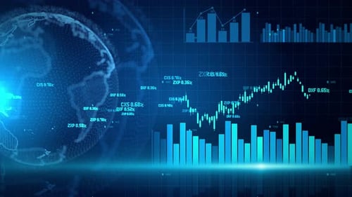 Stock Market Tickers with Graphs and Charts Digital