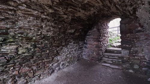 Stone vault of the castle ruins Zubstejn, Czech republic