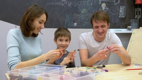 Family Enjoys Making Clay Art Together at Home