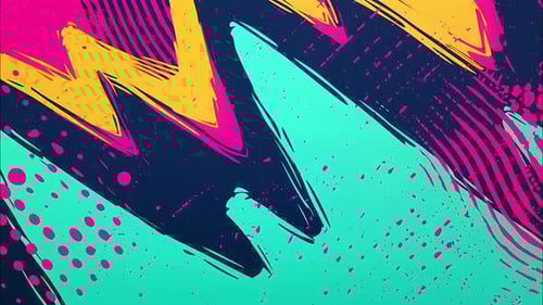 Fondo dinámico de arte animado de estilo cómic dibujado a mano con pinceladas divertidas y texturas vibrantes