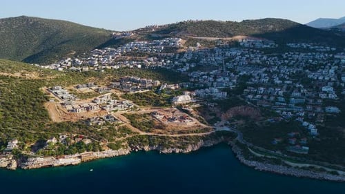 Aerial Video of Early Morning in a Coastal Village