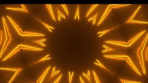 Animated Glowing Geometric Kaleidoscope Tunnel Loop Background