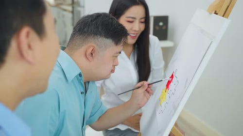 Collaborative Painting on Canvas with Friends