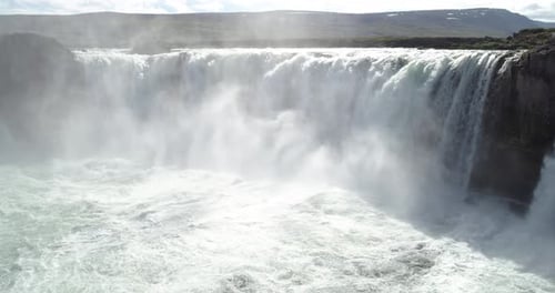 Aerial view over Godafoss waterfall, Iceland