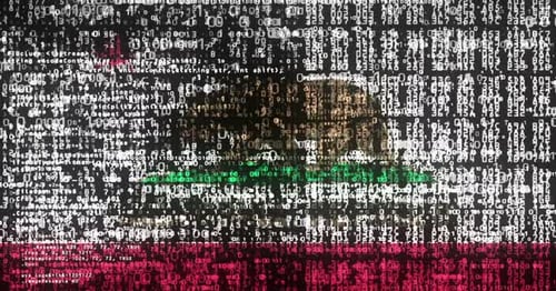 Digital Data Stream Reveals California State Flag