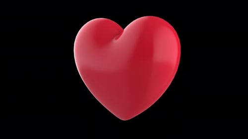 Animated Glossy Red Heart Pulsating and Spinning