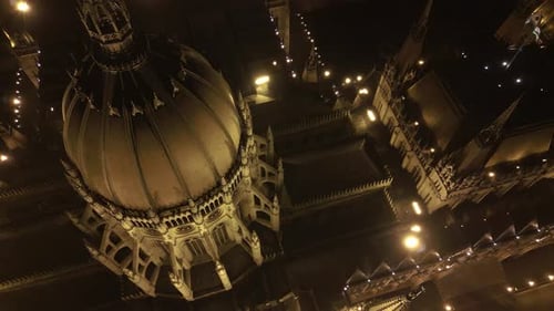 Hungarian Parliament Building, Budapest - Top Down Drone Shot