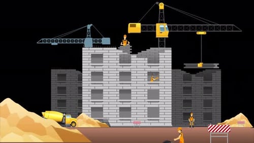 Building Construction Workers Alpha Channel 4K