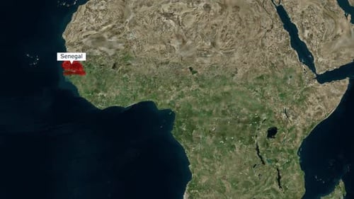 Carte du Sénégal, couleur rouge