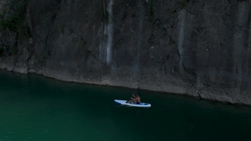 Aerial View Scenic Paddleboarding in the Green Canyon People Swimming and Enjoying Summer