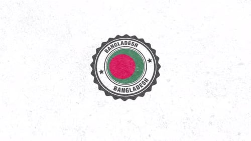 Distressed Bangladesh Flag Stamp Reveal Animation