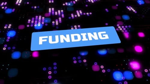 Funding Waving Typography on Futuristic Digital Technology Background
