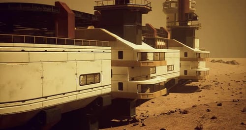 Futuristic Martian Colony Base Landscape Loop