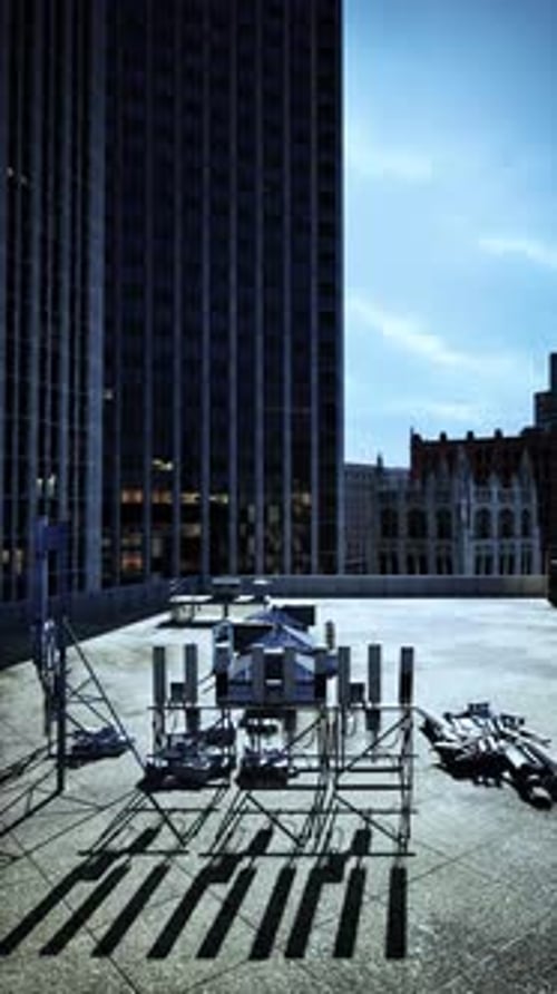 Urban Patio Dining Area With Shadow Patterns