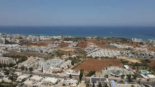 Aerial video over the city of Protaras Cyprus