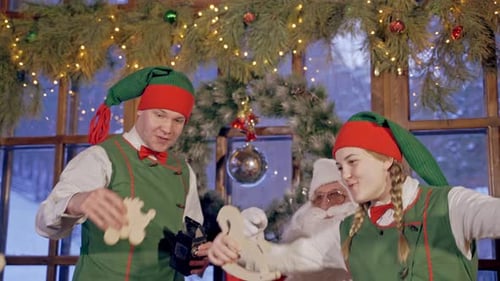 Santa's Elves Crafting Toys at Christmas