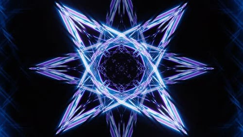 Abstract Flash Blue Neon Polygonal Star Dj Loop Animation Background