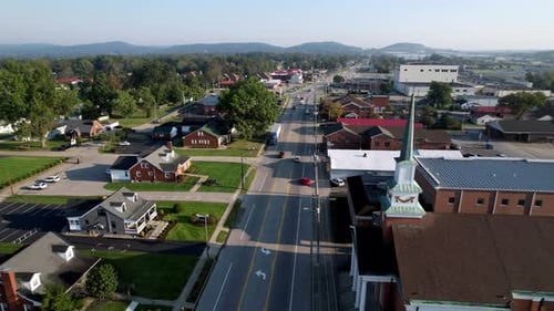aerial push past church in sheperdsville kentucky