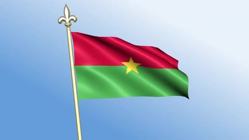 Burkina Faso National Flag Waving in Wind
