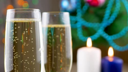 Effervescent Champagne with Tiny Bubbles Rise