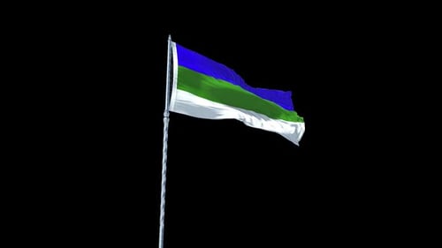 Komi Republic Flag Waving Loop with Realistic Fabric Motion