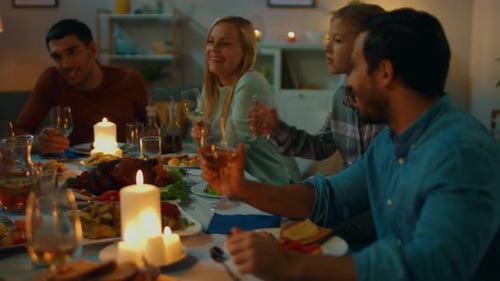 Multi-generational Family Sharing a Meal at Home