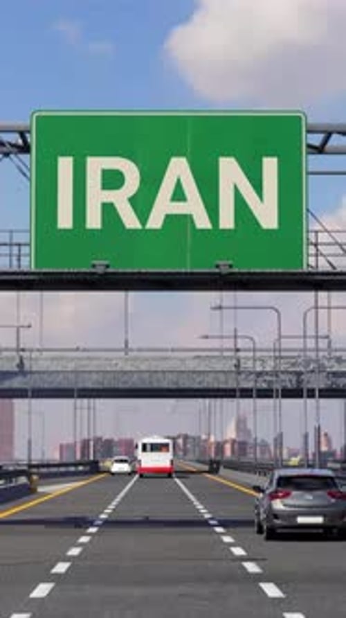 IRAN Road sign on Highway Vertical Video
