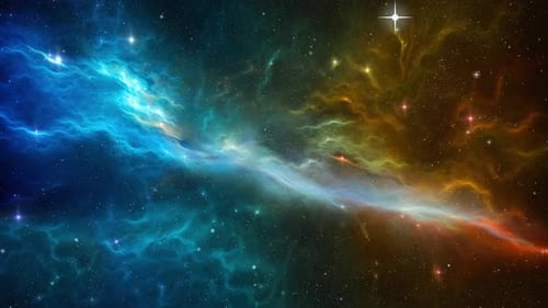 Flying Through a Colorful Galactic Nebula with Twinkling Stars